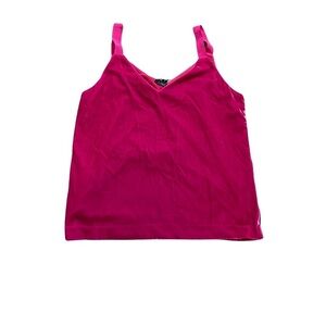 J. Crew fuchsia pink velvet double v-neck fabric ribbon straps tank top size S